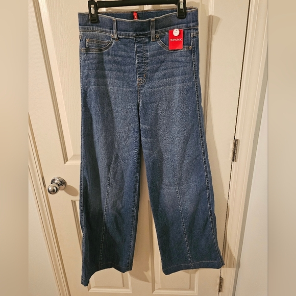 Spanx NWT Vintage Indigo Seam Front Pull On Wide Leg Jeans Size Tall M - Picture 5 of 6